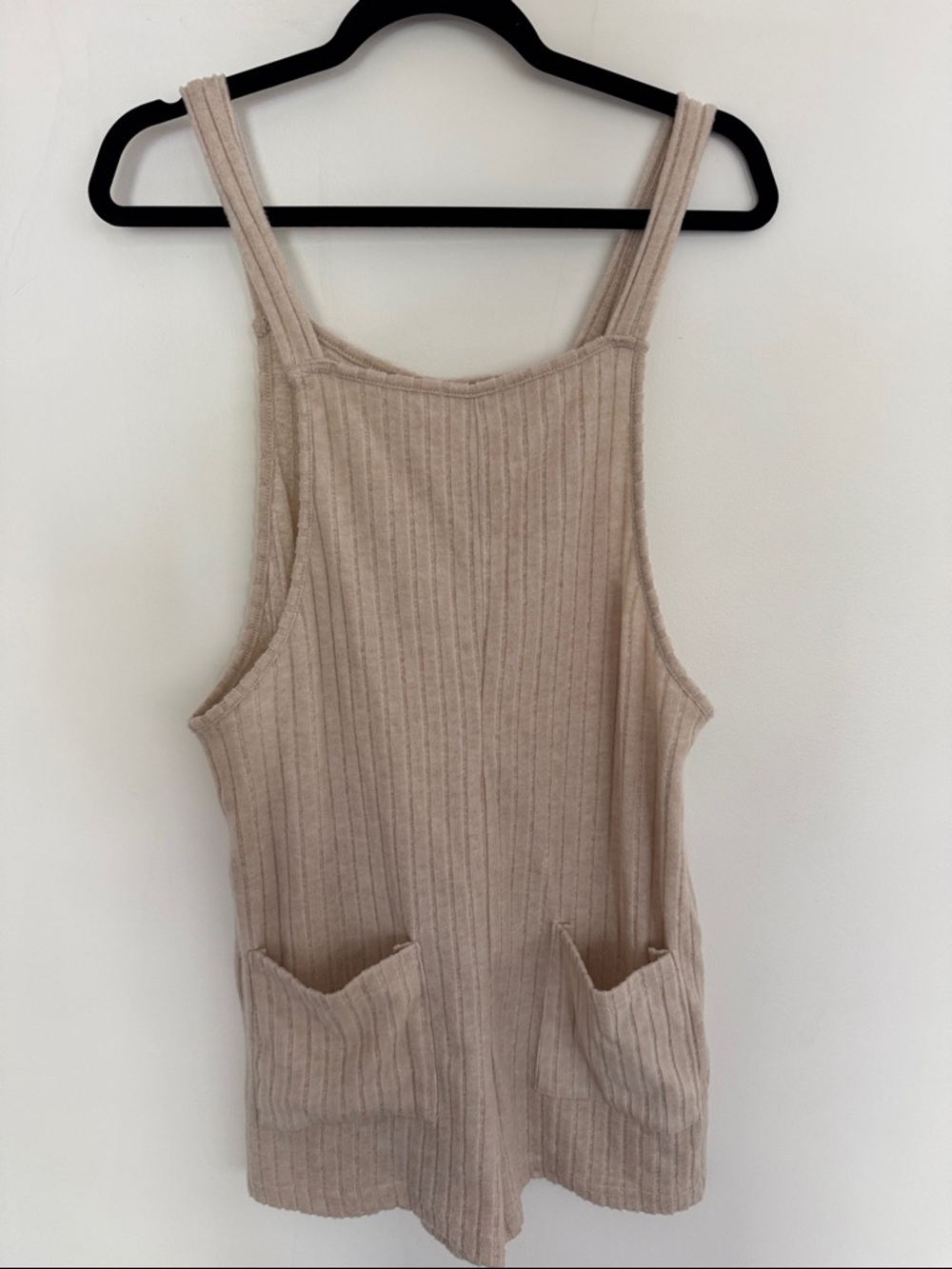SHEIN Ribbed Beige Tank Top with Front Pockets
